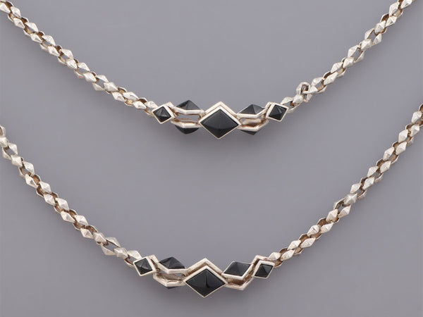 Stephen Webster Long Sterling Silver and Black Crystals Superstud Necklace