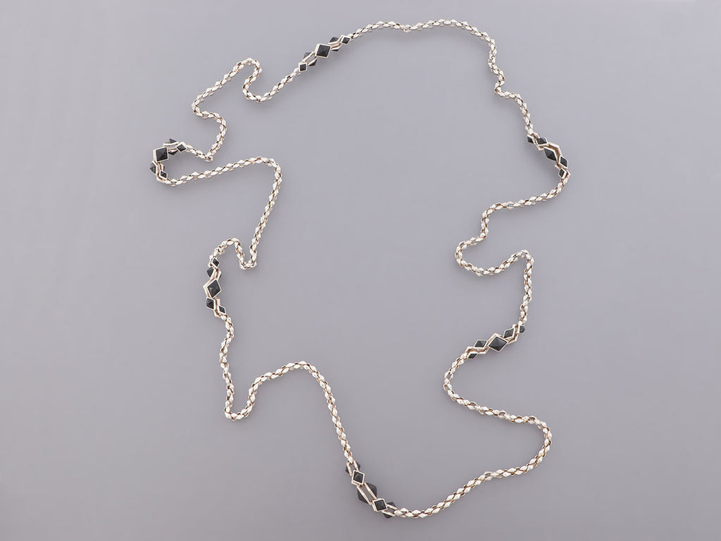 Stephen Webster Long Sterling Silver and Black Crystals Superstud Necklace