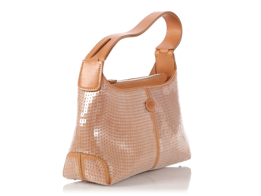 Tod's Small Tan Sequined Shoulder Bag
