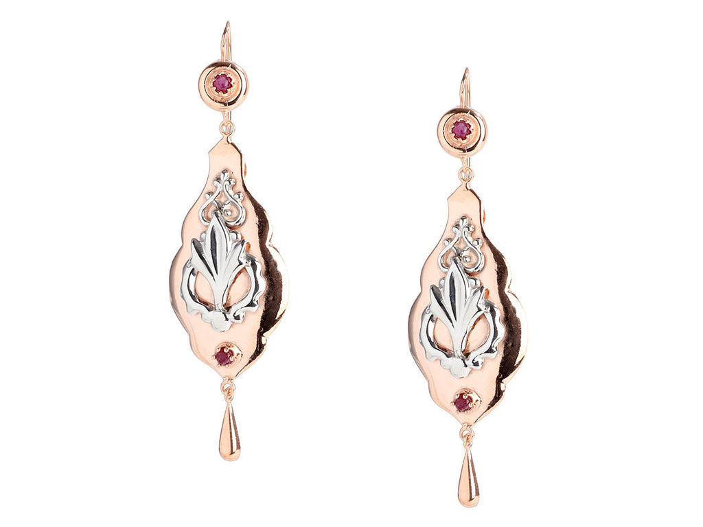 Tagliamonte Long Two-Tone Ruby Pierced Drop Earrings