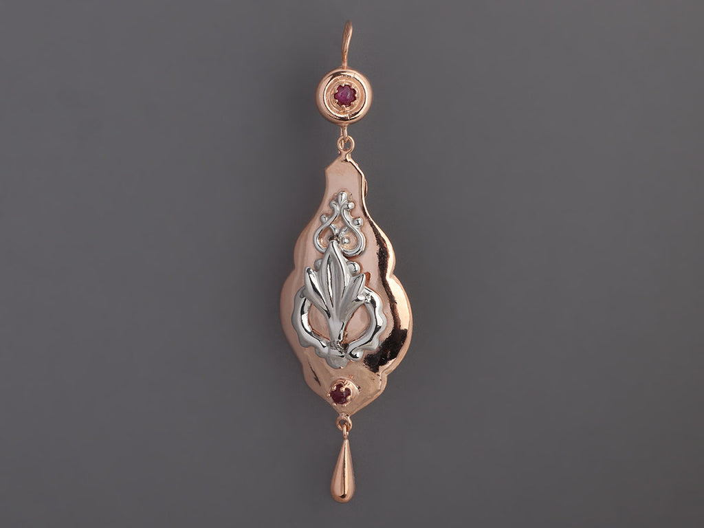 Tagliamonte Long Two-Tone Ruby Pierced Drop Earrings