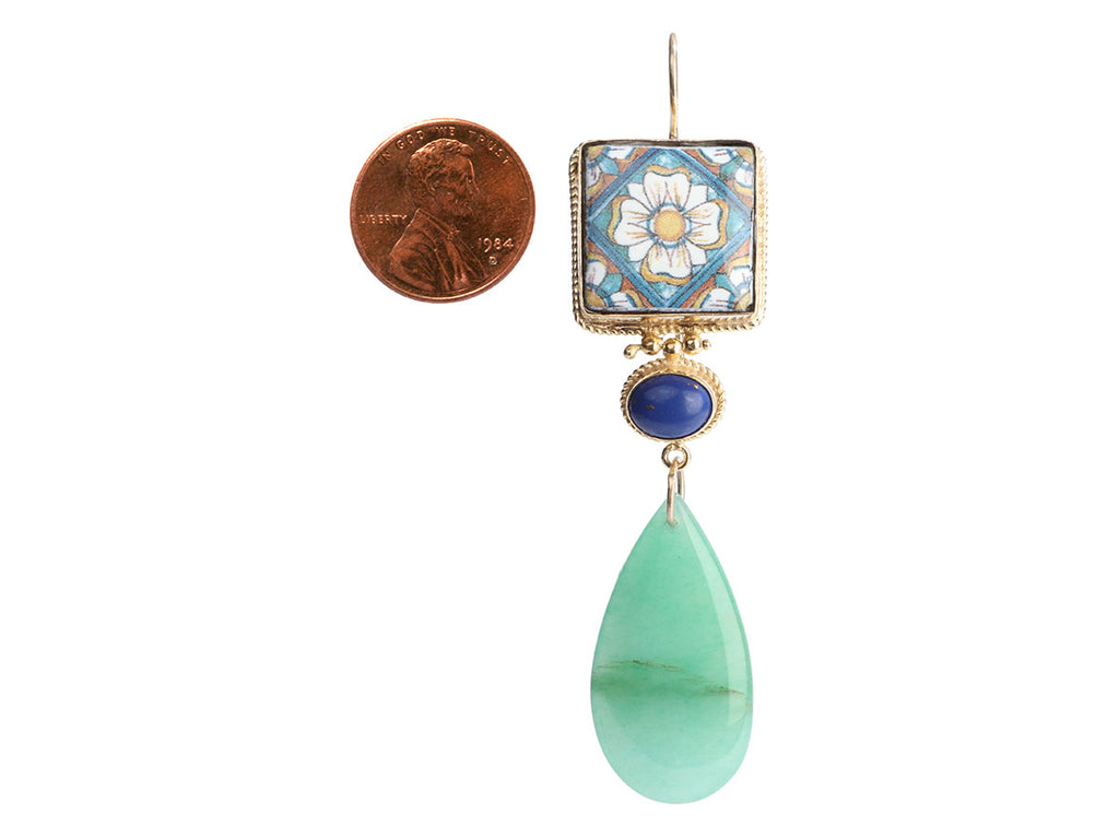 Tagliamonte 18K Gold-Plated Lapis, Chalcedony, and Lava Pierced Drop Earrings