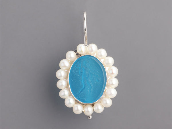 Tagliamonte Sterling Silver Freshwater Pearl Venetian Glass Pierced Drop Earrings