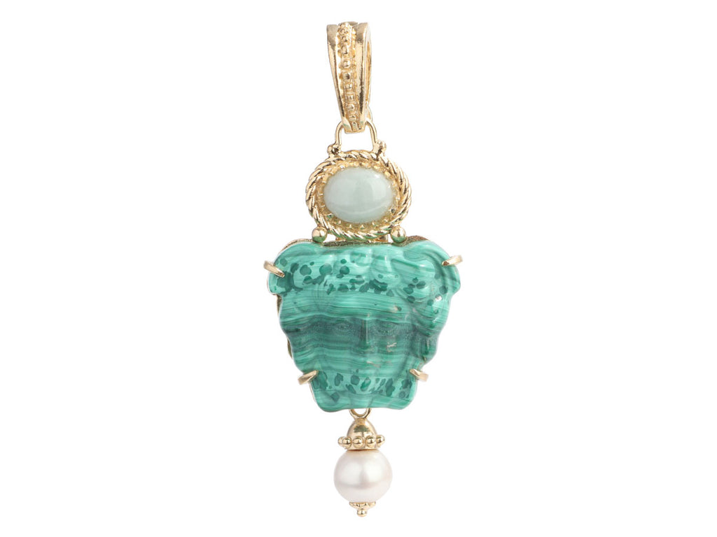 Tagliamonte 18K Yellow Gold-Plated Malachite Cameo Pendant