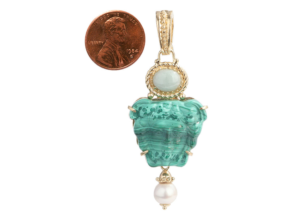 Tagliamonte 18K Yellow Gold-Plated Malachite Cameo Pendant