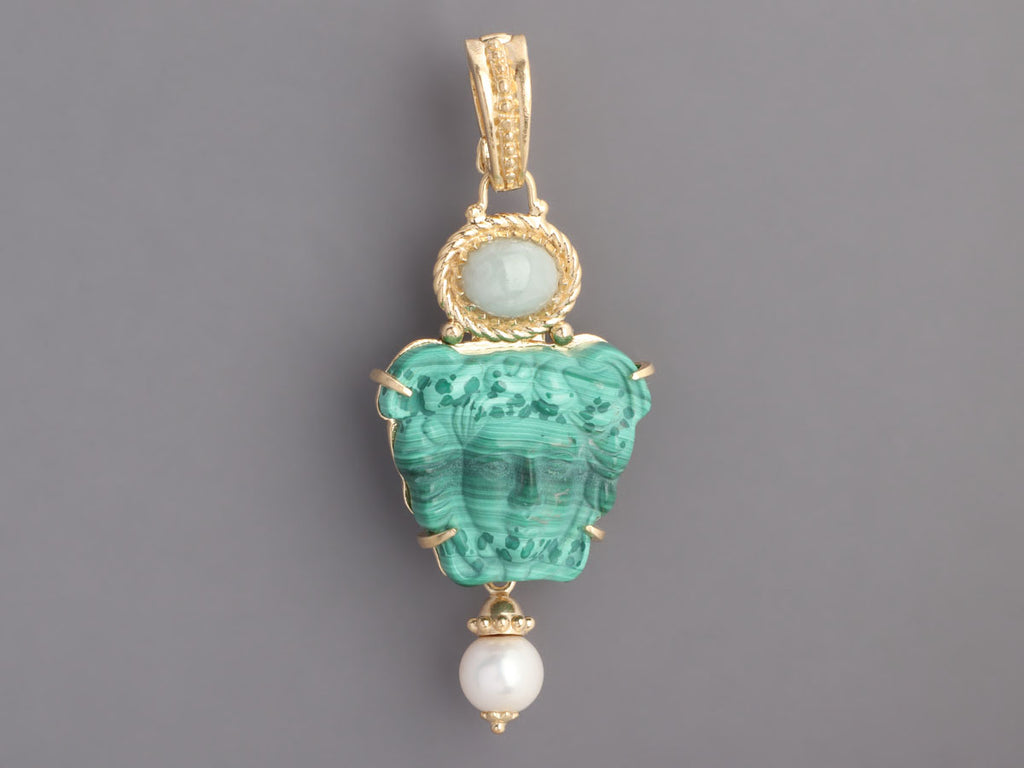 Tagliamonte 18K Yellow Gold-Plated Malachite Cameo Pendant