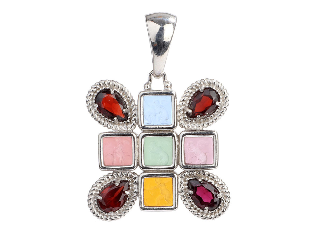 Tagliamonte Sterling Silver Venetian Glass and Garnet Pendant