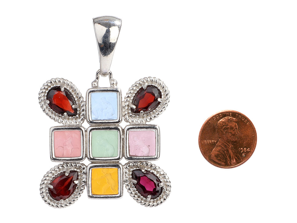 Tagliamonte Sterling Silver Venetian Glass and Garnet Pendant