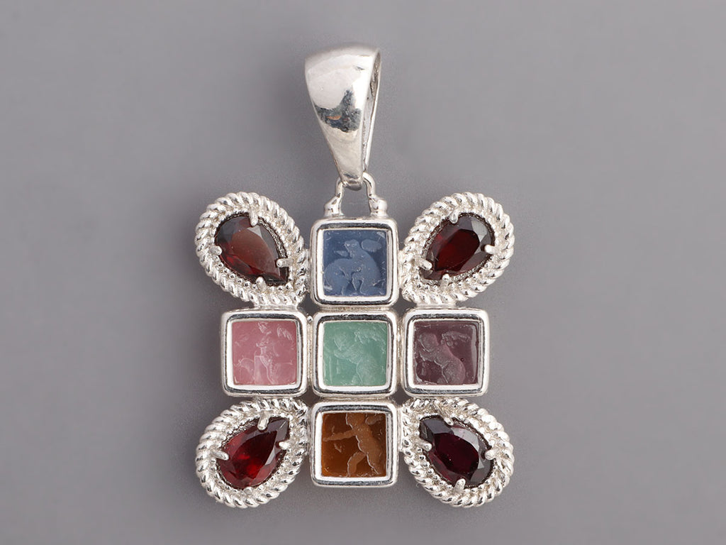 Tagliamonte Sterling Silver Venetian Glass and Garnet Pendant