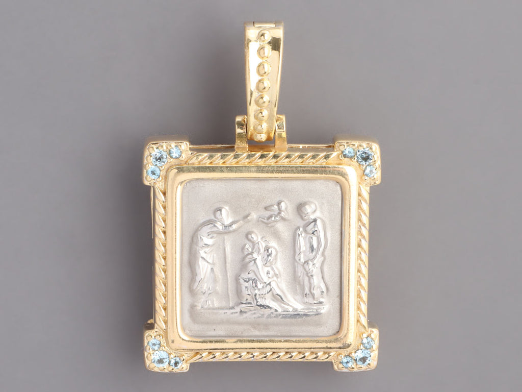 Tagliamonte Two-Tone Blue Topaz Cameo Pendant