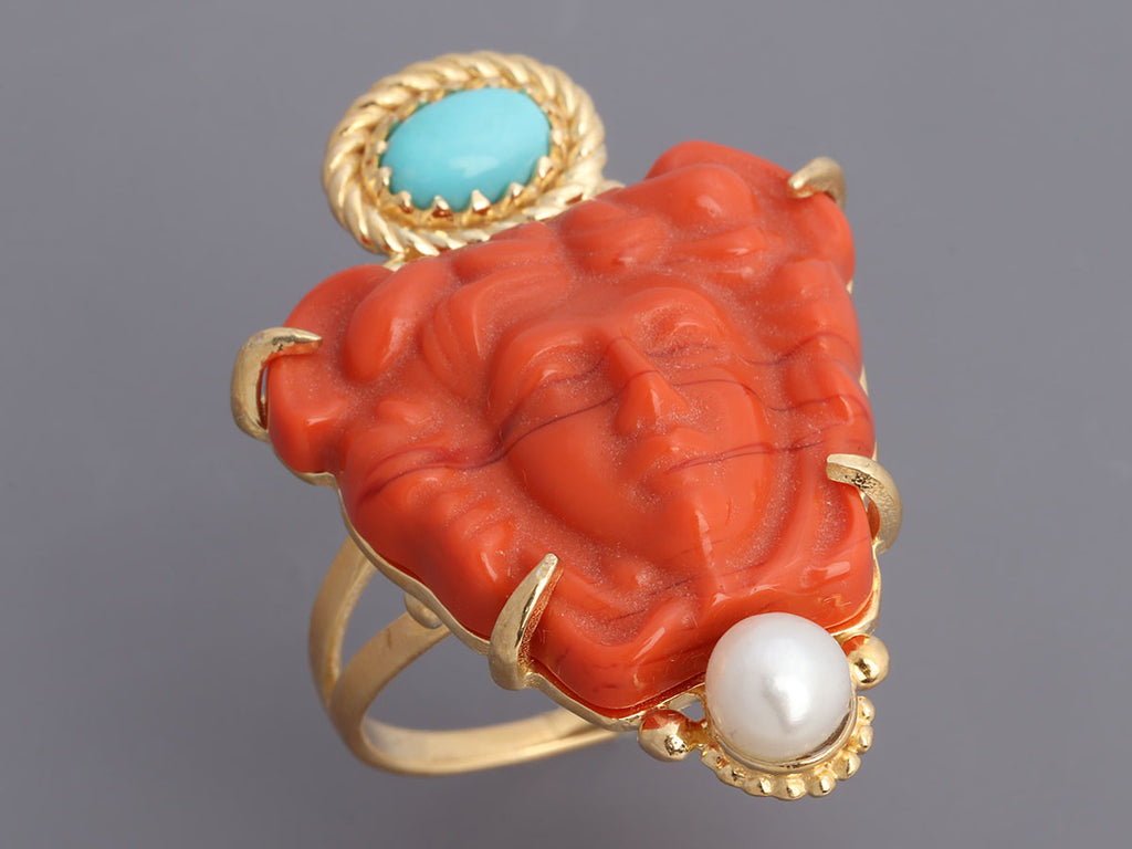 Tagliamonte 18K Gold-Plated Venetian Glass and Turquoise Ring