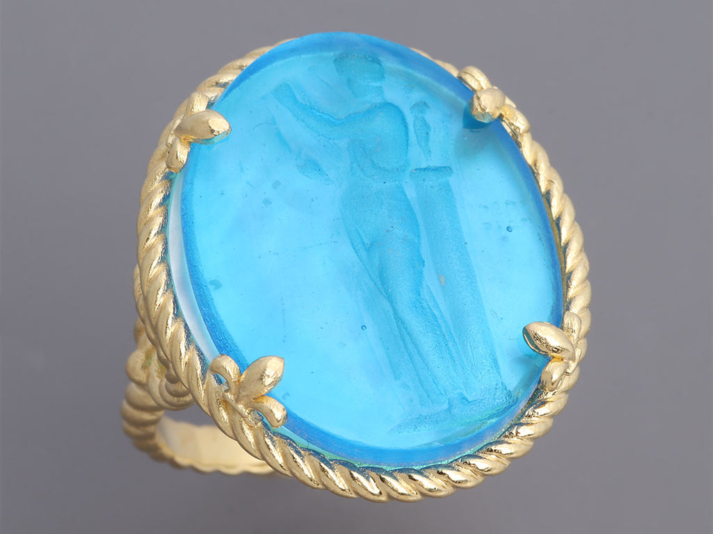 Tagliamonte 18K Gold-Plated Blue Venetian Glass Ring