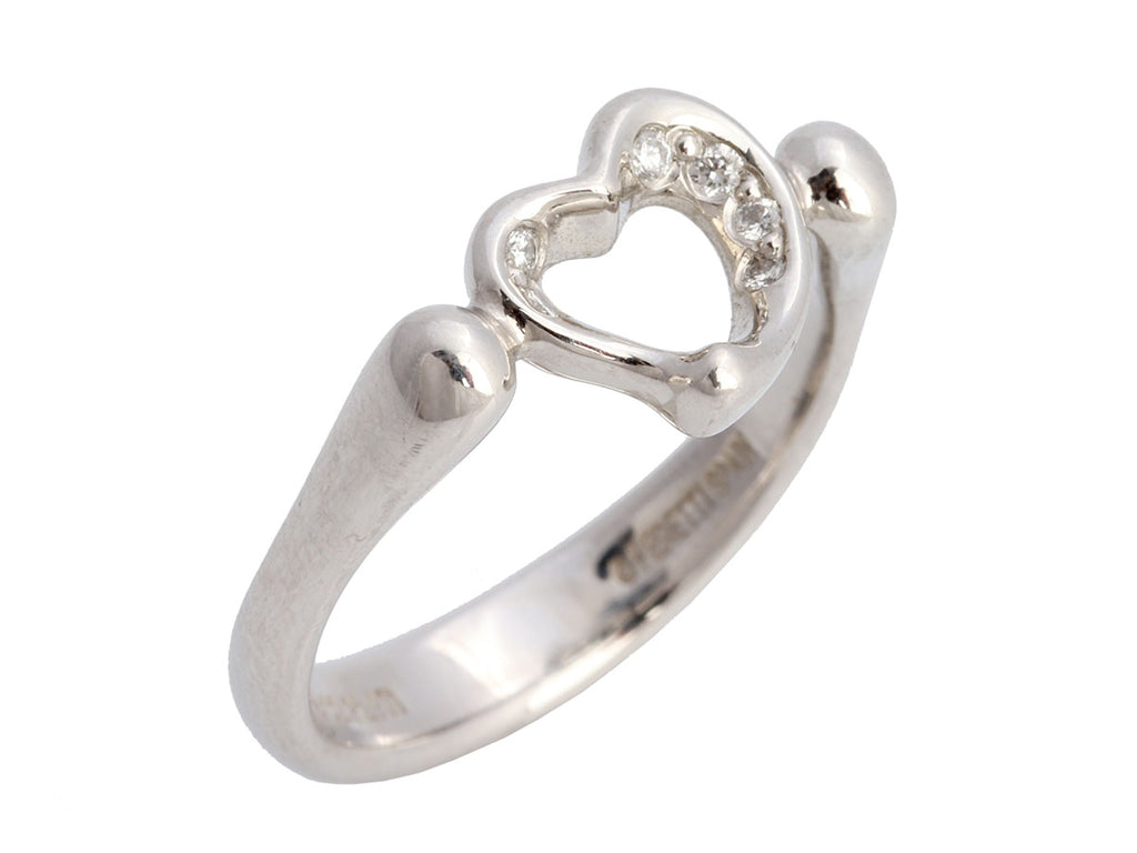 Tiffany & Co. Platinum Diamond Elsa Peretti Open Heart Ring