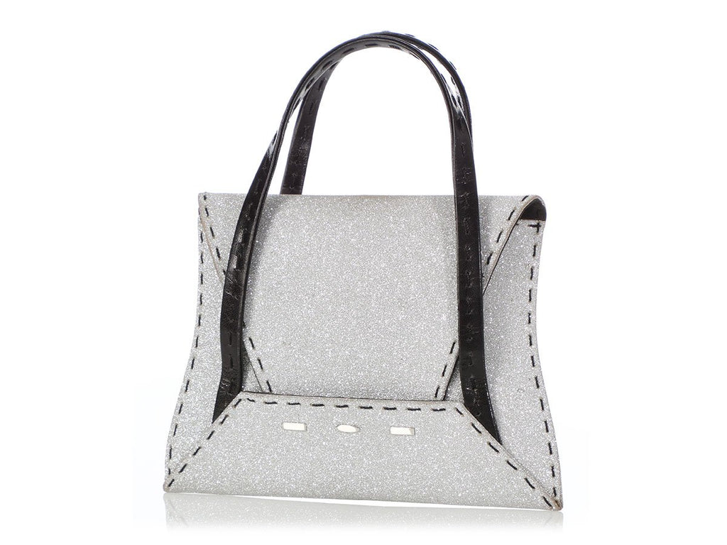 VBH Silver and Black Manilla Glitter Handle Bag