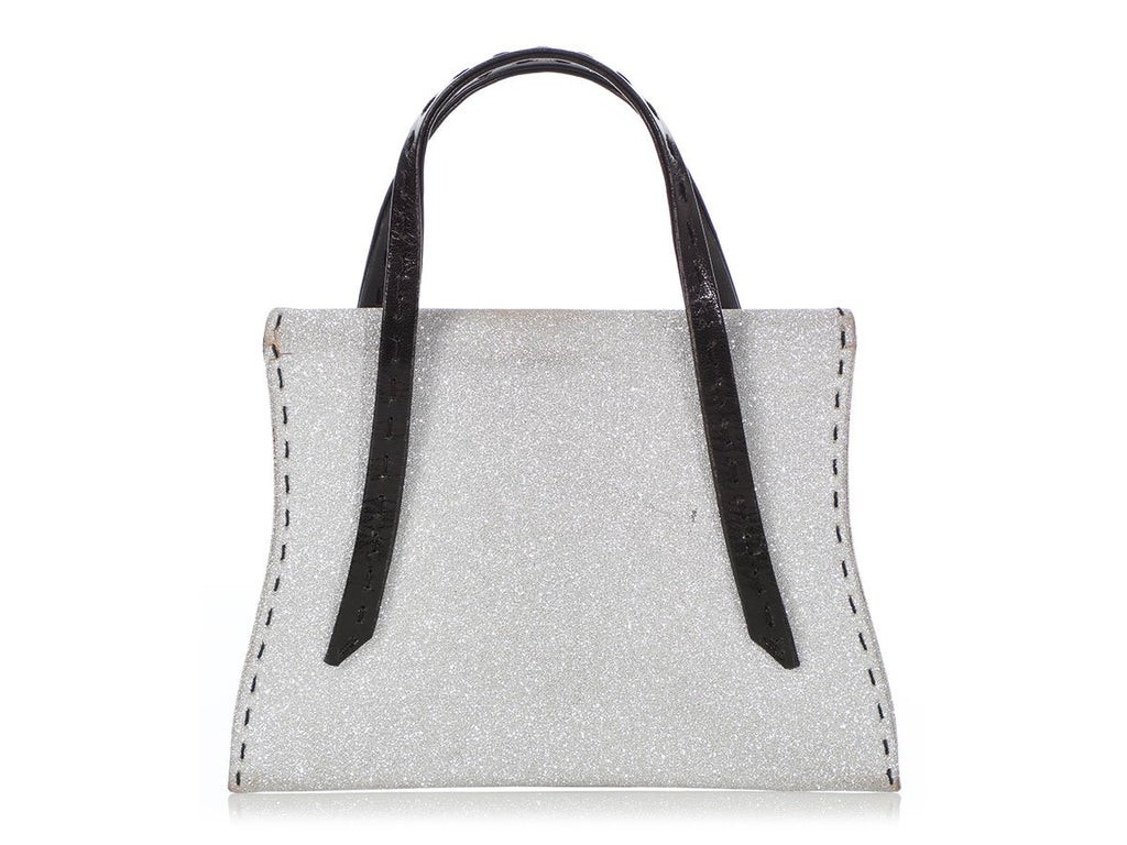 VBH Silver and Black Manilla Glitter Handle Bag