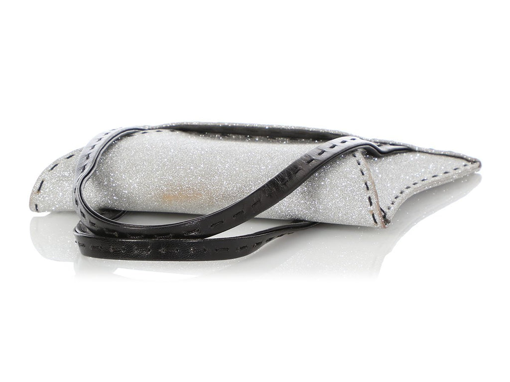 VBH Silver and Black Manilla Glitter Handle Bag