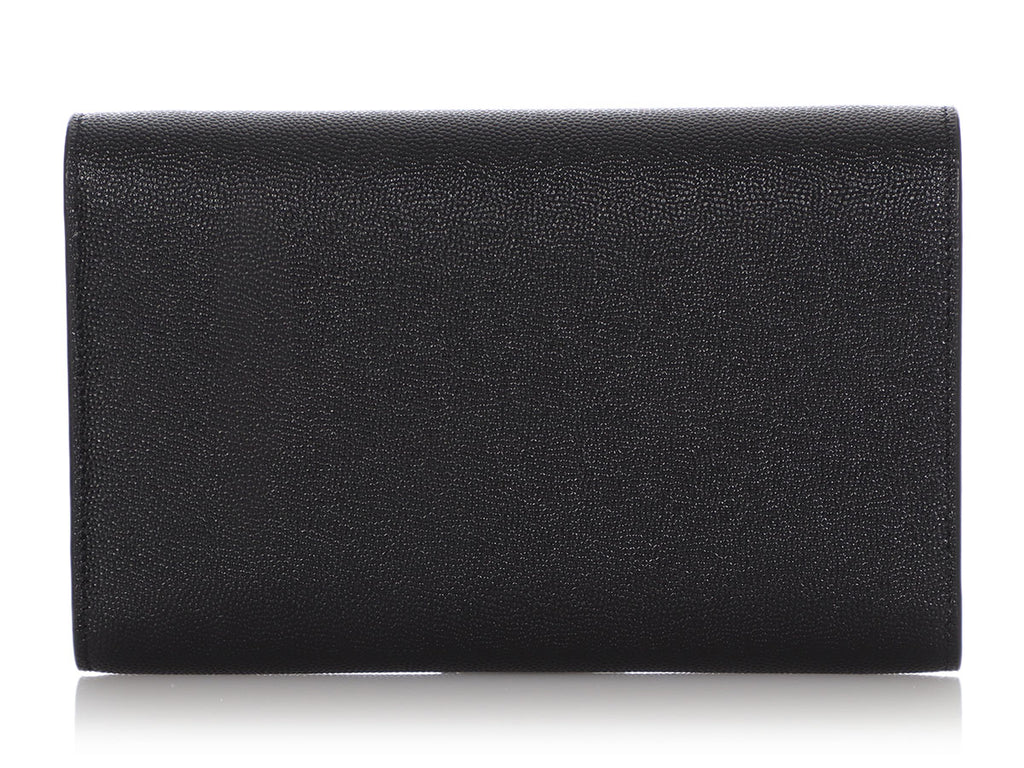 Saint Laurent So Black Grain de Poudre Uptown Chain Wallet