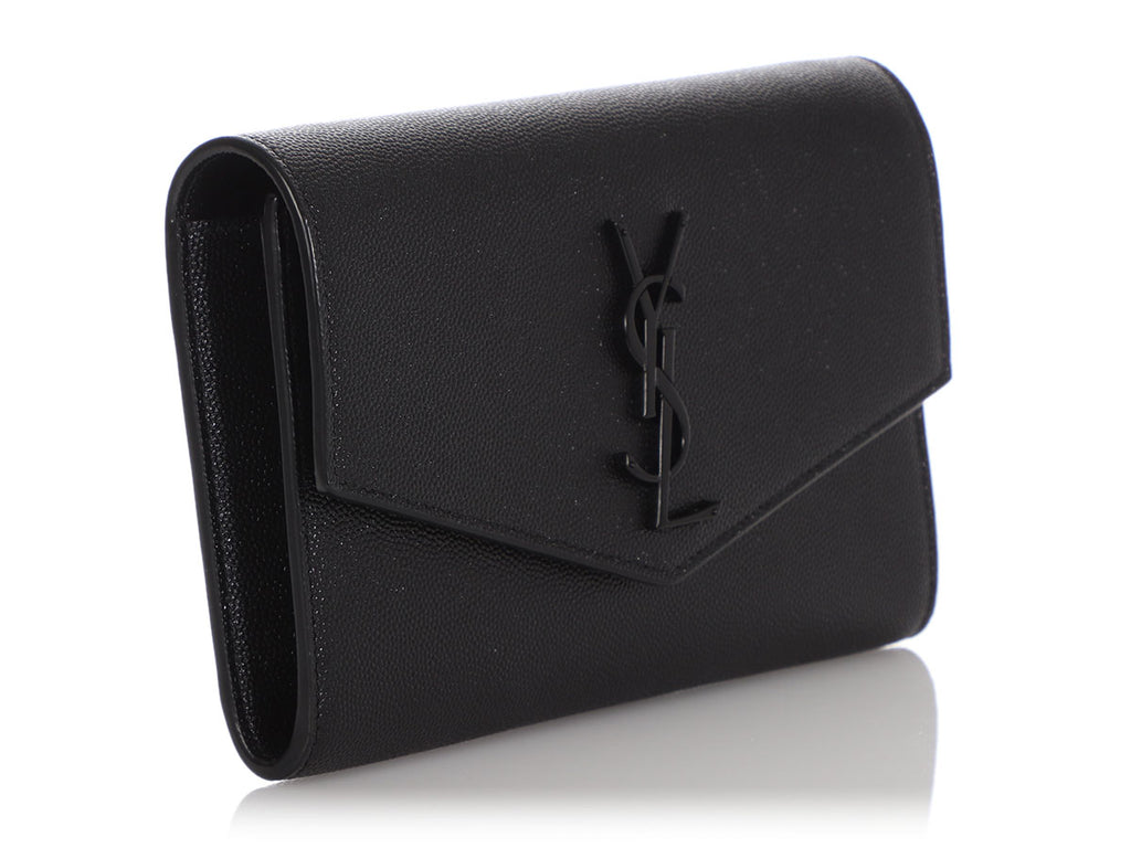 Saint Laurent So Black Grain de Poudre Uptown Chain Wallet