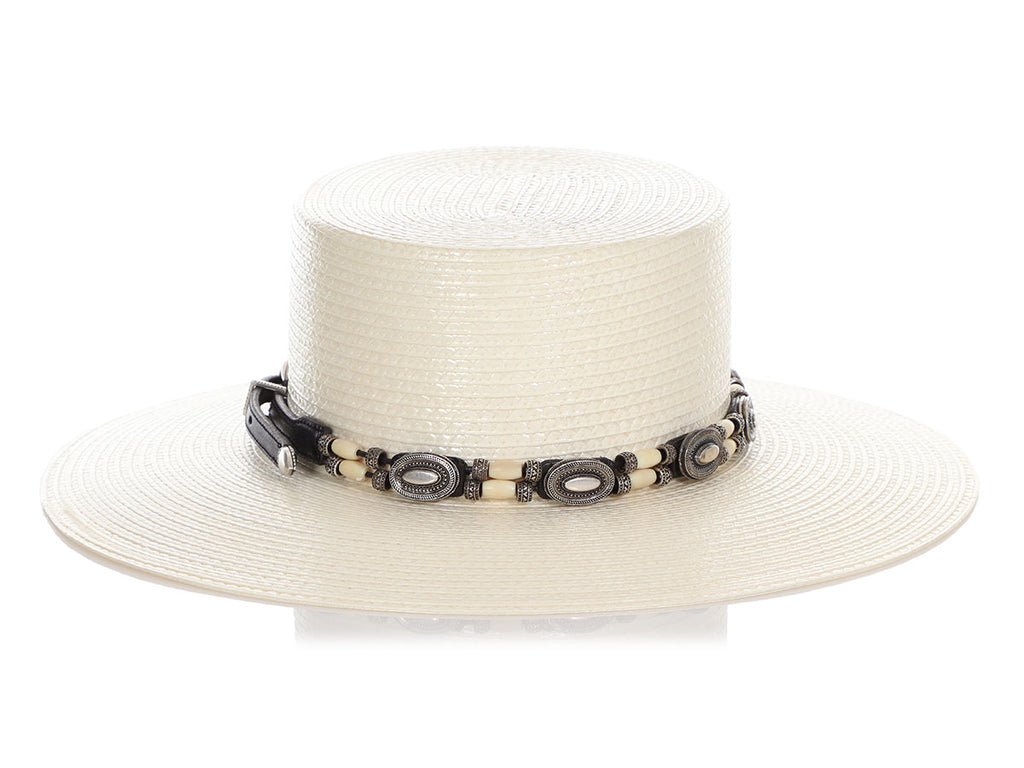 Saint Laurent White Western Boater Hat