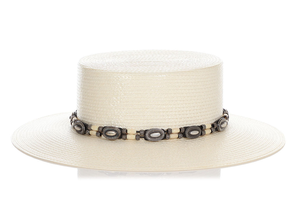 Saint Laurent White Western Boater Hat