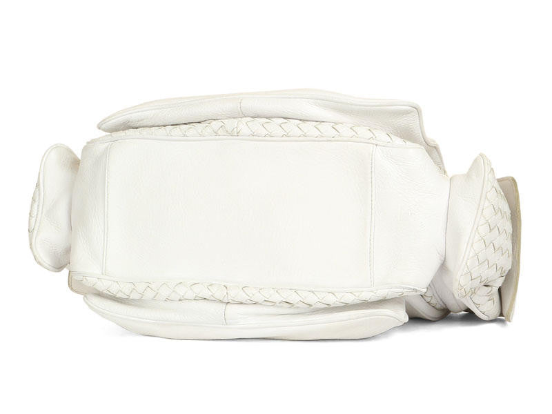 Bottega Veneta White Leather Cocker Satchel