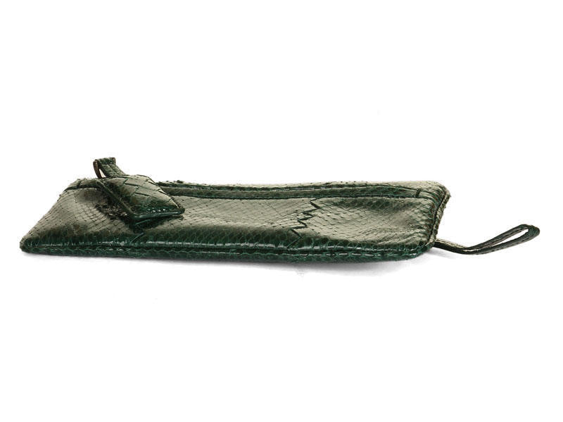 Bottega Veneta Green Lizard Zip Pouch