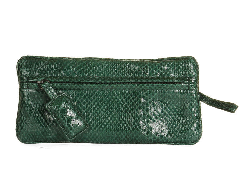 Bottega Veneta Green Lizard Zip Pouch