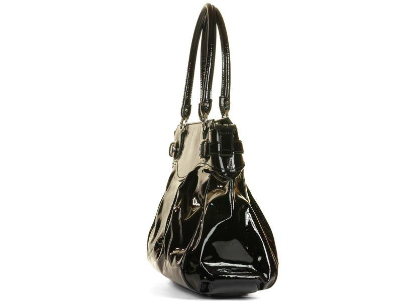 Ferragamo Black Patent Gathered Bag