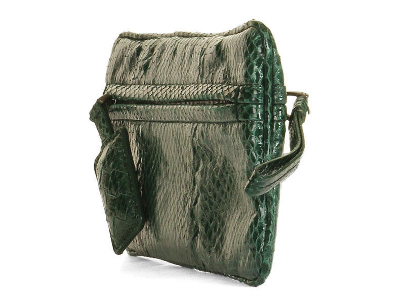 Bottega Veneta Green Lizard Zip Pouch