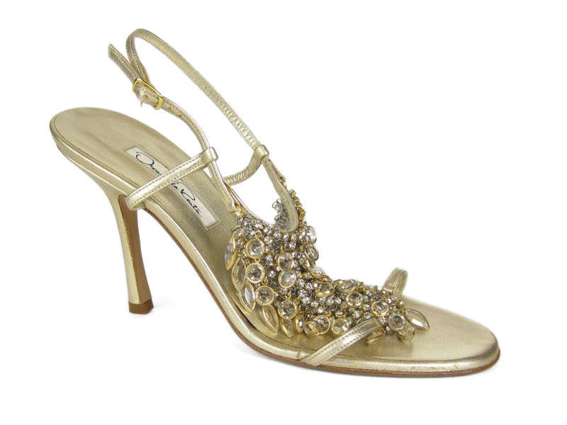 Oscar de la Renta Gold Crystal Sandals